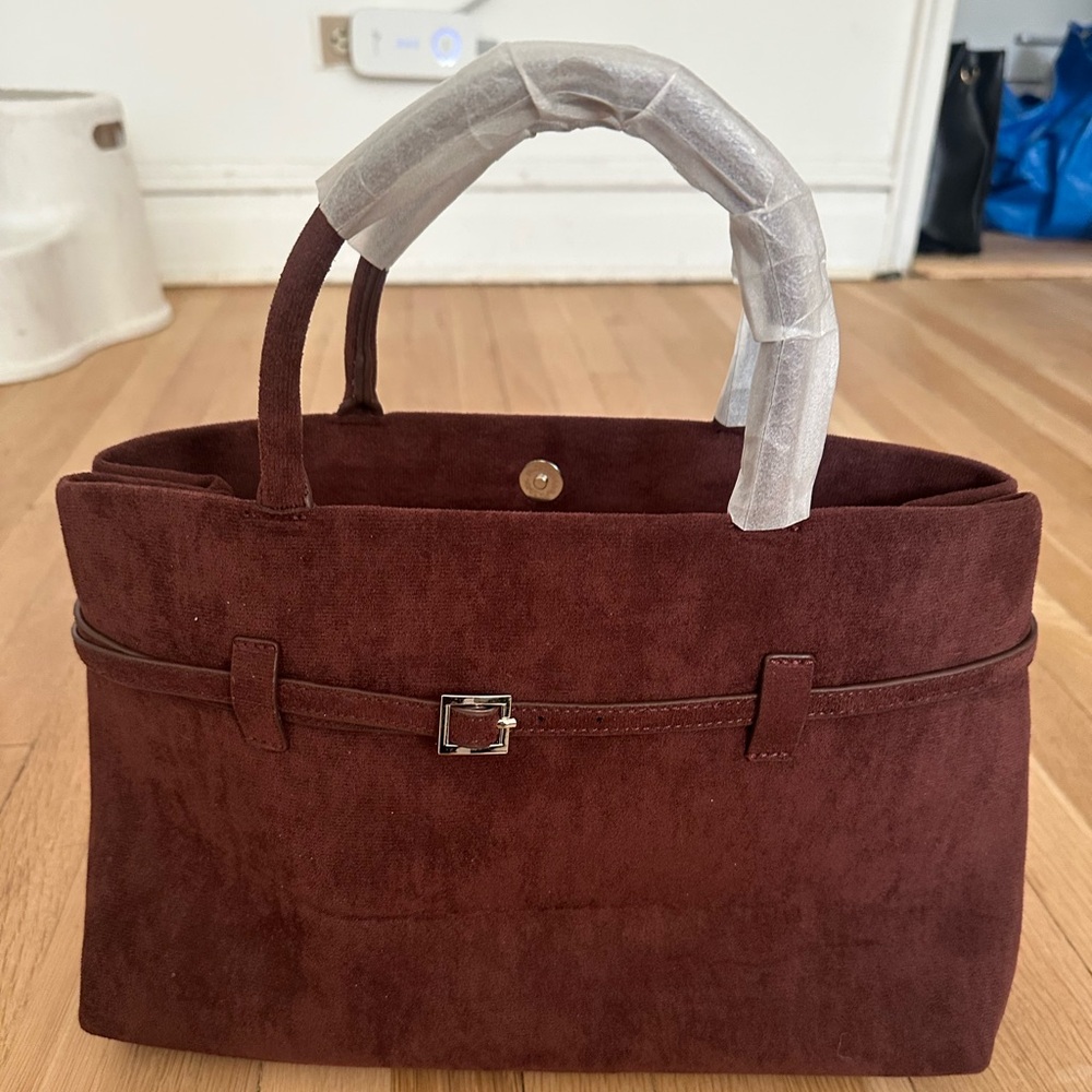 Faux Suede Brown Tote Bag- NWOT